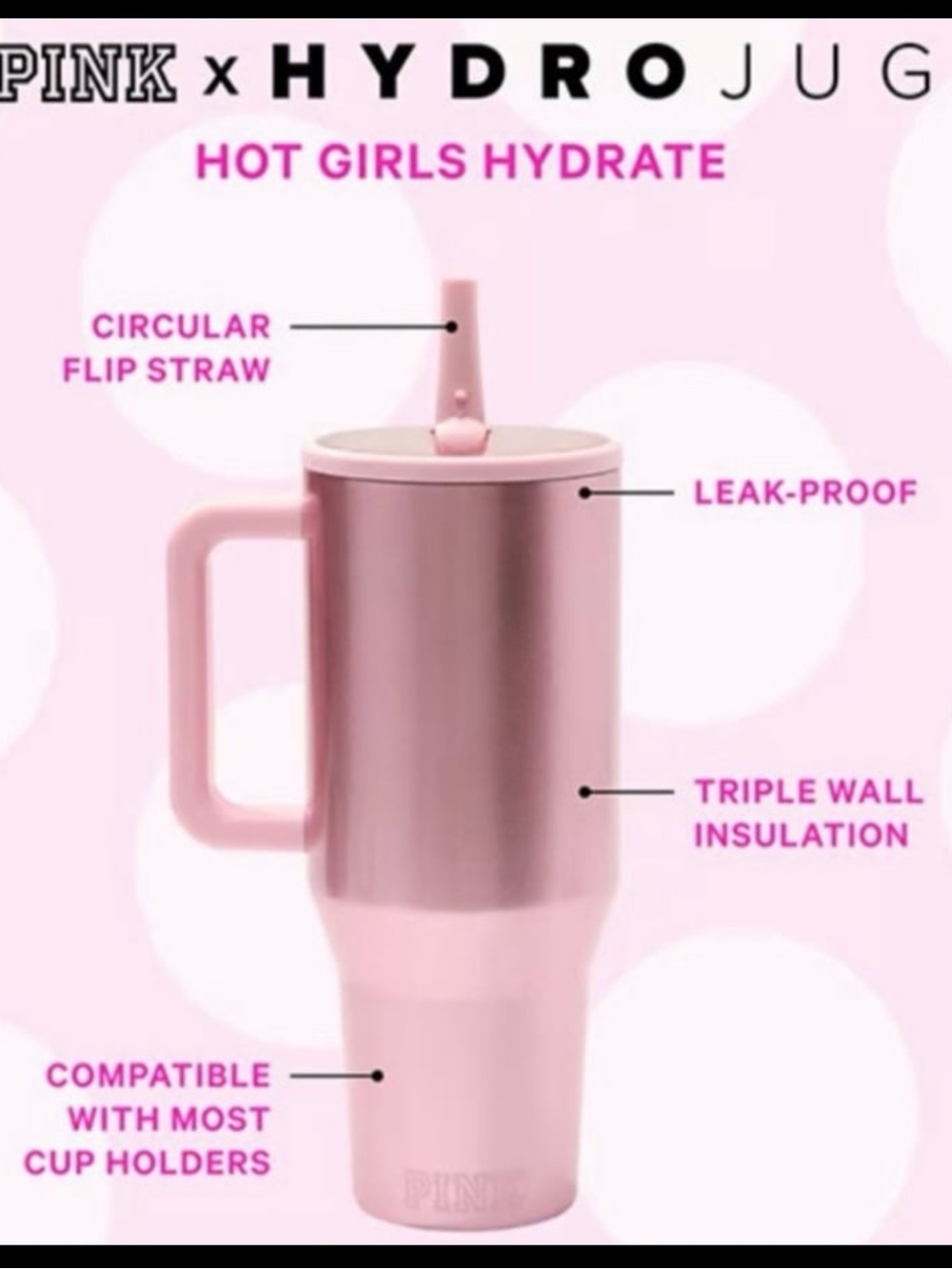 PINK × HydroJug LIMITED EDITION GLITTER 32oz Traveler Water Bottle TUMBLER BNIB